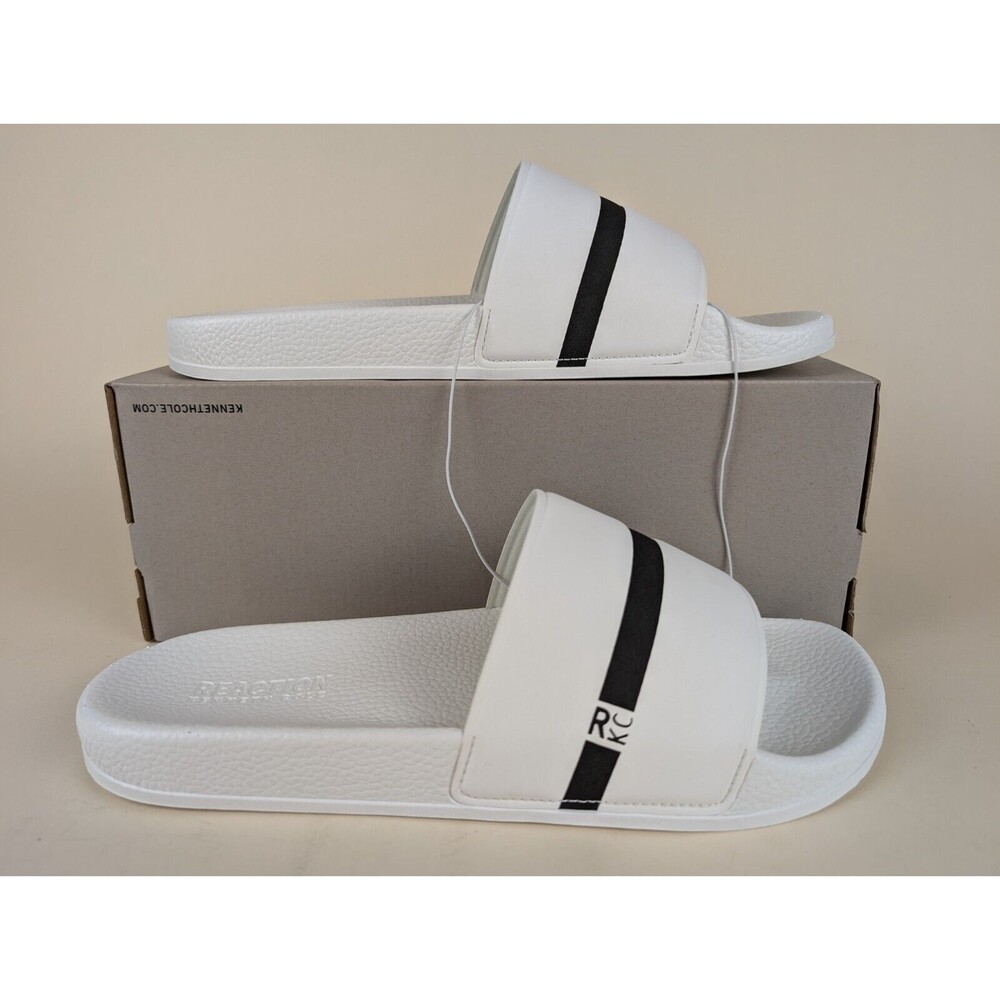 Kenneth Cole Sandals Mens 12M Screen Print 2.0 Slide Pool Flats White Shoes NEW